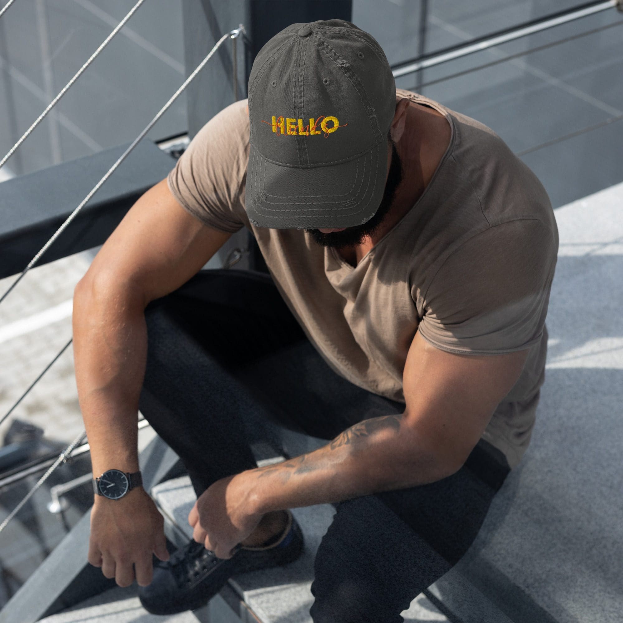 Distressed Hello Friends Hat
